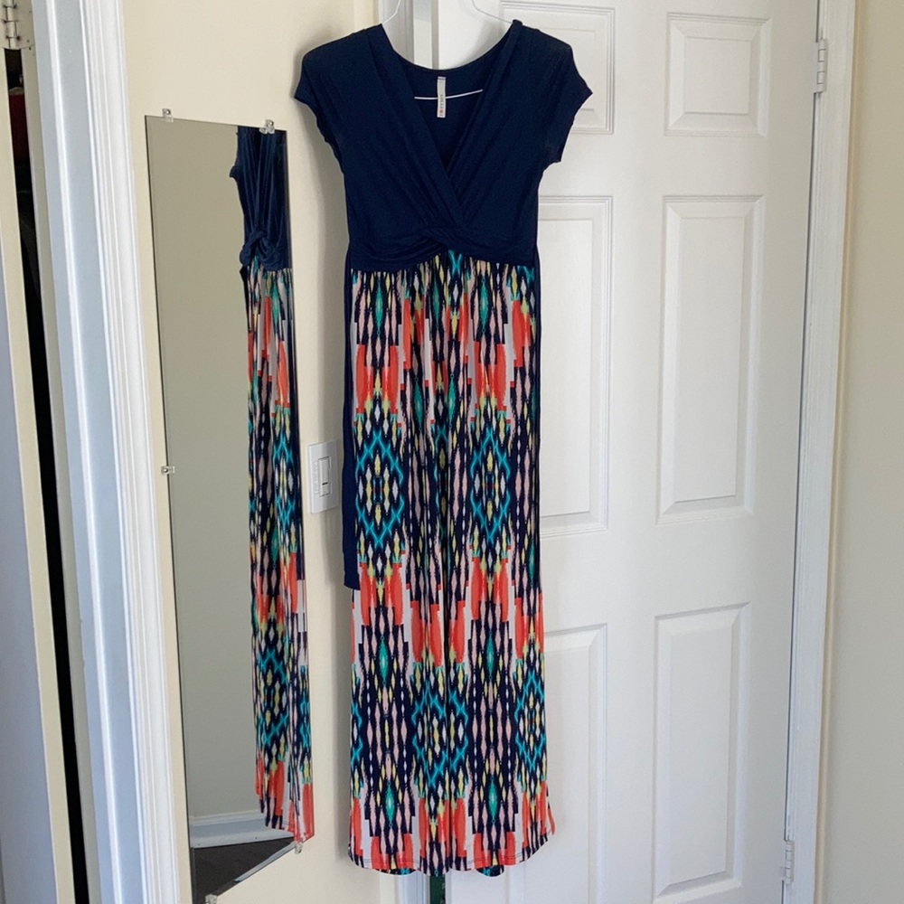 Maxi stretch tie waist dress
